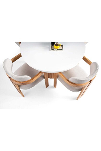 Gazzini Furniture Norac İskandinav Natural Ahşap Masa Sandalye