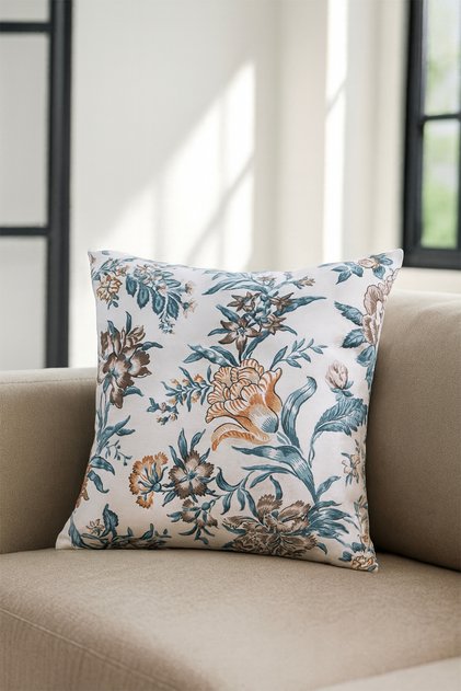Duck Floral Throw Pillow Cover Turquoise Blue 40X40