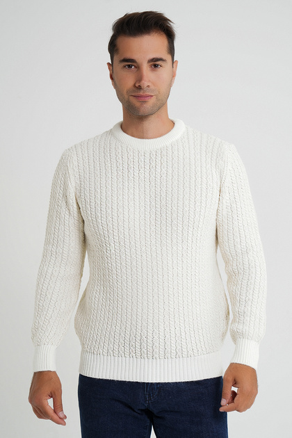 Trist Star Men's Bone Cycling Collar Selanik Hair Braided Wool Sweater Trist-5352