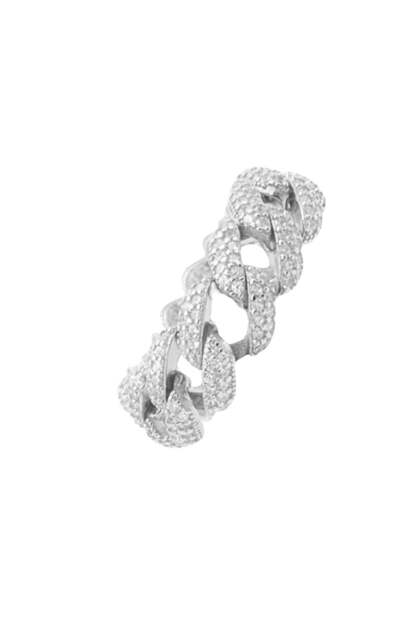Inel Mobil Argint Cuban Link cu Pietre Zirconia 19