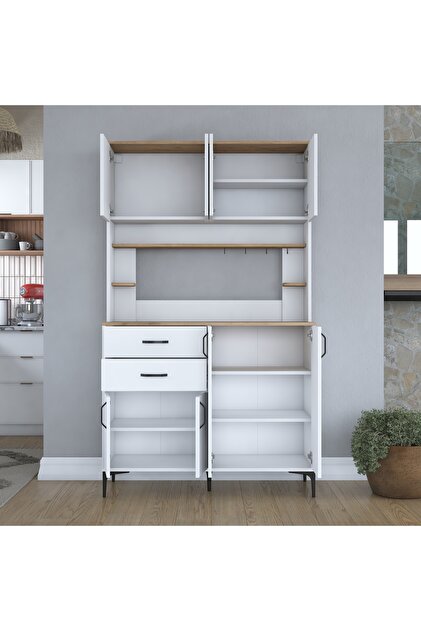 Rani Mobilya Rani JE212 Kahve Köşesi Çok Amaçlı Dolap 8 Kapaklı