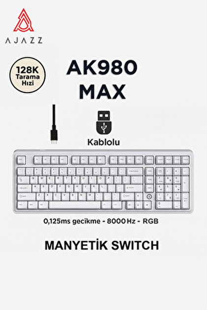 Ajazz AK980 Max HE Manyetik Switch Klavye- 128K Tarama Hızı-0.125
