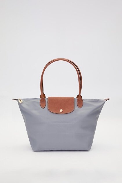 A.Blue Leather Strap Tote Shoulder Bag