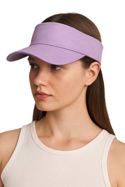 Women's Adjustable Summer Sun Visor Hat in Lilac Color for Outdoor and Beach Use