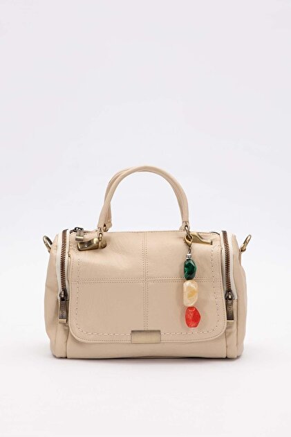 Cream Stone Accessory Detailed Shoulder Bag