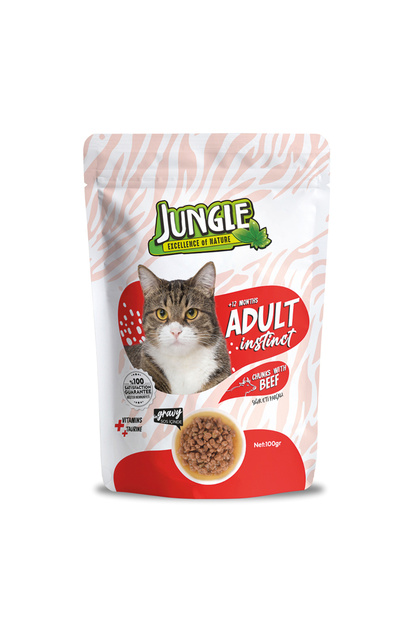 Jungle Pouch Sığır Eti Parçalı Kısırlaştırılmış Kedi Konservesi