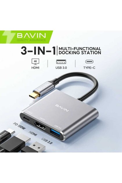 محول OTG-55 تايب سي 3 في 1 متعدد المنافذ يدعم جودة عرض 4K HD