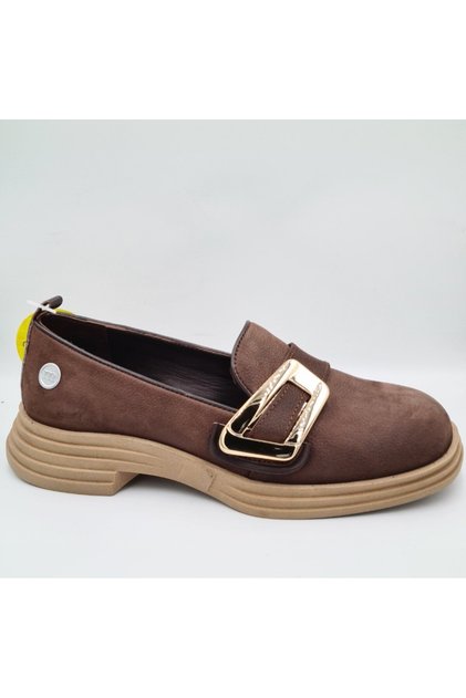 D25Ka-755 Brown Nubuck Genuine Leather Women's Daily Casual Shoes