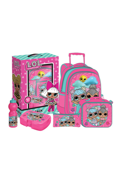 LOL Surprise! 5 in 1 Value Pack-16"TrolleyBag with LunchBox,Lunchbag, WaterBottle,PencilCase