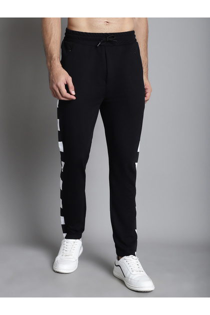 Men Black Side Stripe Joggers
