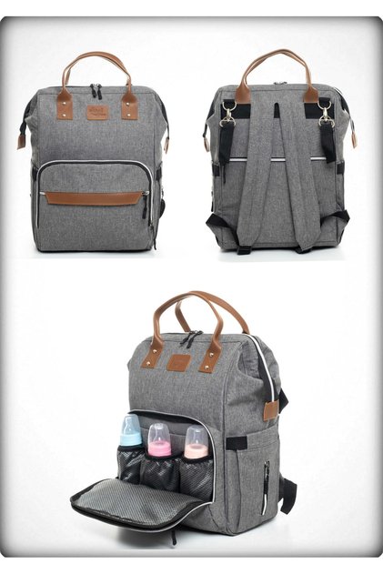Luxury Leather Thermal Compartment Waterproof Stain Resistant Wipe-Clean Mom and Baby Care Backpack