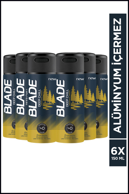 Blade Deep Chill Erkek Alüminyumsuz Deodorant 6x150ml Hızlı Kurur