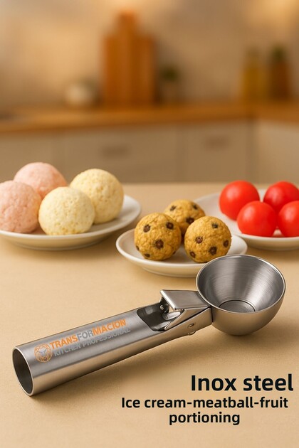 Inox 5 cm Ice Cream Spoon - Watermelon Cookie Meatball Halva Portioning 722040