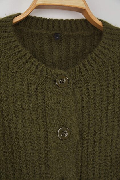 Trendyolmilla Wardrobe Essentials Haki Yumuşak Dokulu Basic Triko