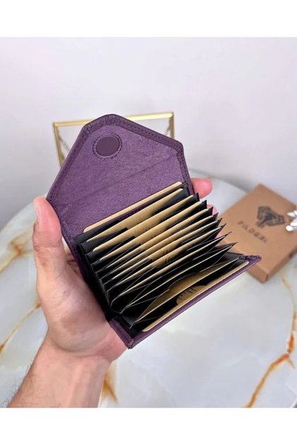 Accordion Card Holder Genuine Leather