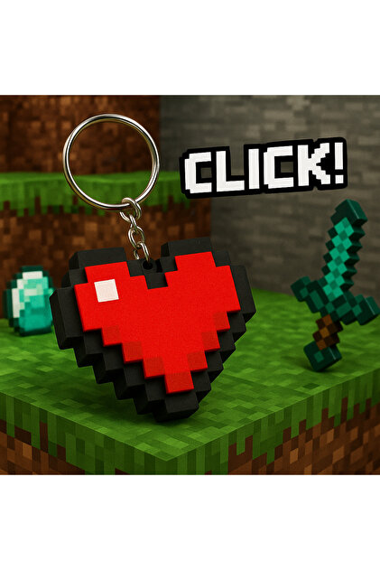 Cosmic Star Minecraft Piksel Kalp Anahtarlık Çanta Süsü Charm