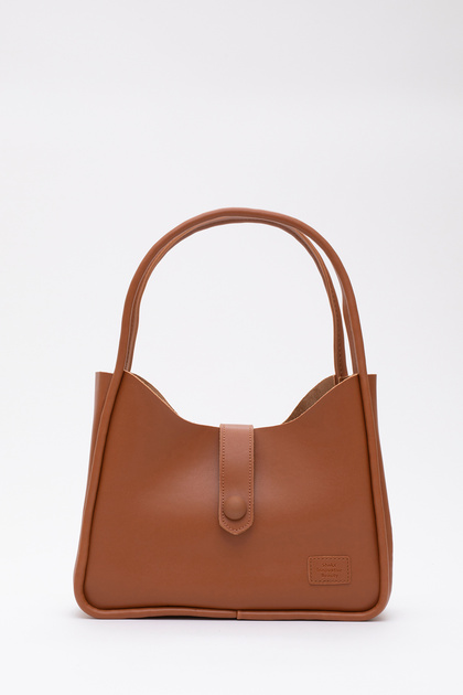 Taba Shk79 Leather Button Detailed Hand and Shoulder Bag with Snap Fastener Makeup Bag E:30 L:22 W:10