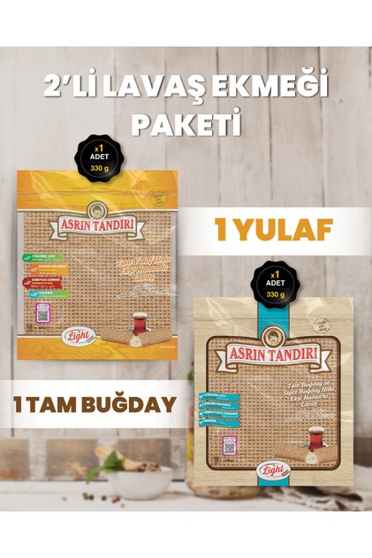 2'Lİ PAKET (1 Paket Ekşi Hamurlu Tam Buğday Lavaş Ekmeği - 1 Paket Ekşi Hamurlu Yulaf Lavaş Ekmeği)