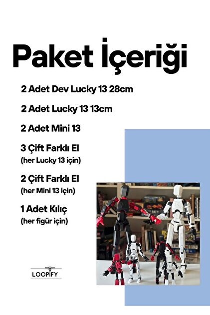 moifugyia Lucky 13 Aksiyon Figürü Robot Oyuncak 6'lı Dev Lucky 13