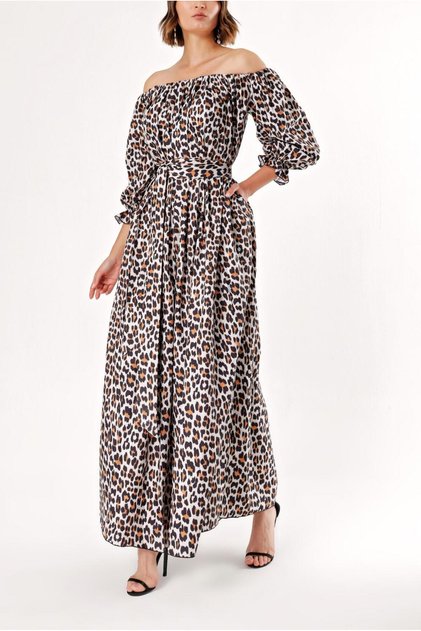 Leopard Off-Shoulder Loose Fit Dress 92635