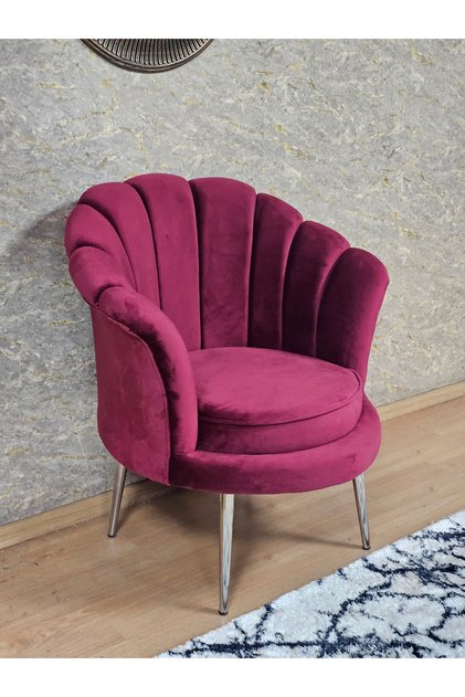 Tekli İstiridye Krom Kaplama Sivriltme Ayak Çay Seti Koltuk Tekli Berjer , Balkon, Salon, Ofis