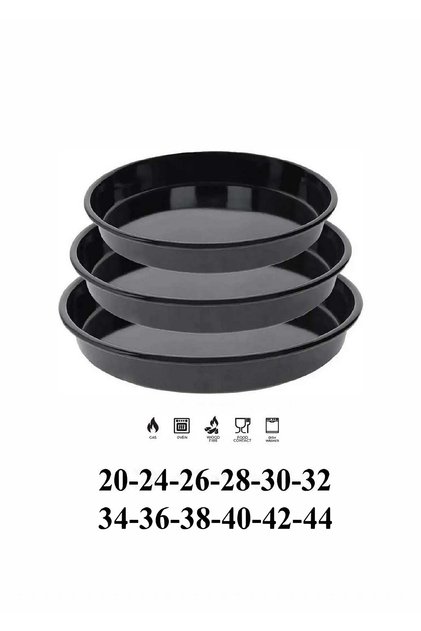 Set of 12 20-24-26-28-30-32-34-36-38-40-42-44 cm Black Glossy Enamel Round Oven Tray Set