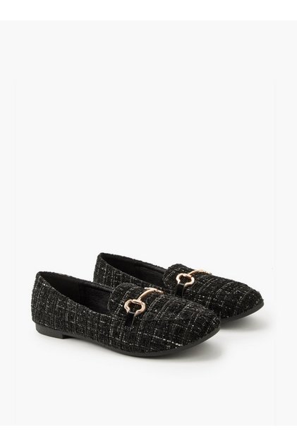 Textured Slip-On Loafers with Metallic Accent