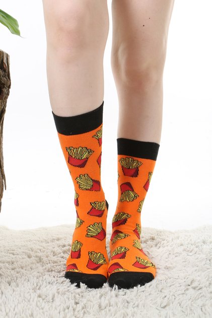 Colorful Orange Socks with Potato Pattern