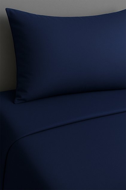 Single Duvet Cover Set Navy Blue 100% Cotton