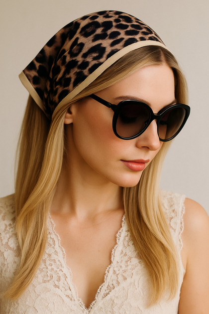 Betty Bands Leopard Scarf Hat – Retro Style, Satin Fabric, Women's Accessory Bandana