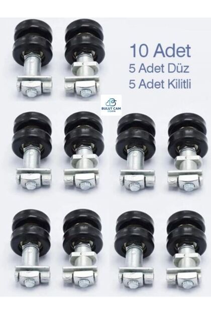 Cam Balkon Metal Teker 10ad. (5 Ad. kertili + 5 Ad. düz)