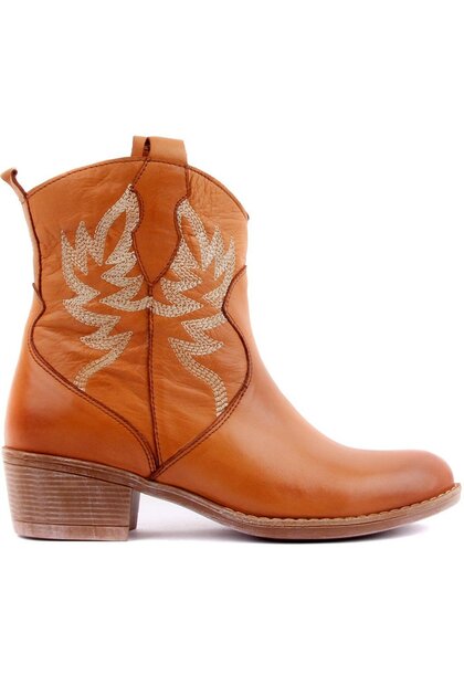 Sail Lakers - Tan Leather Embroidered Women's Boots