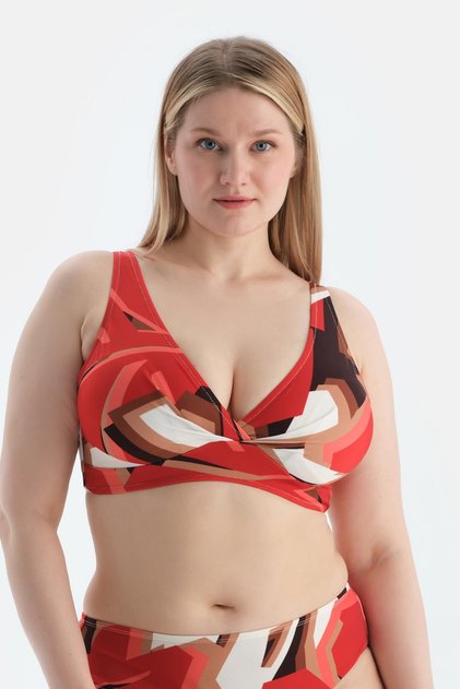 Top de bikini multicolor cu corset