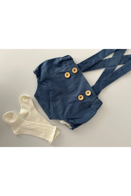 İl Mio Bambino Handmade 100% Cotton Baby Dungaree Shorts - Summer Romper Shorts with Color Options