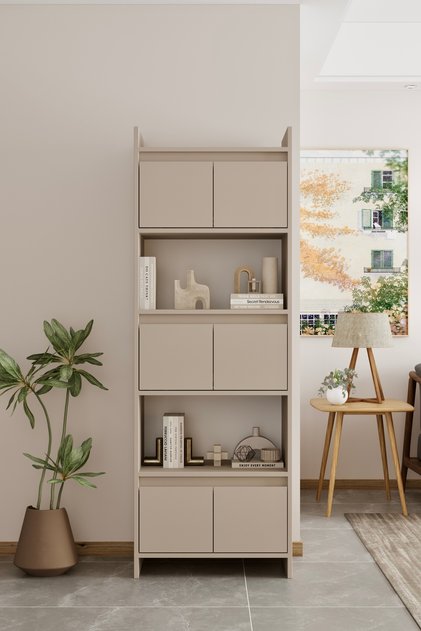 Modo MDF bej Raflı Kapaklı Kitaplık 176 cm