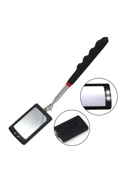 90 cm Telescopic Extending Folding 2 Led Lighted Mirror Magnifier