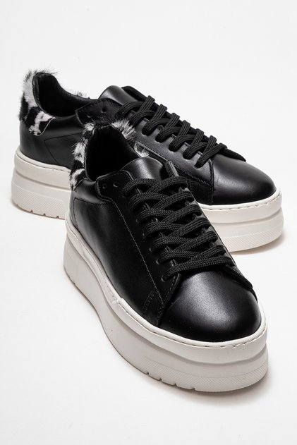 Anabel Black Skin Genuine Leather Women's Casual Sports Shoes
