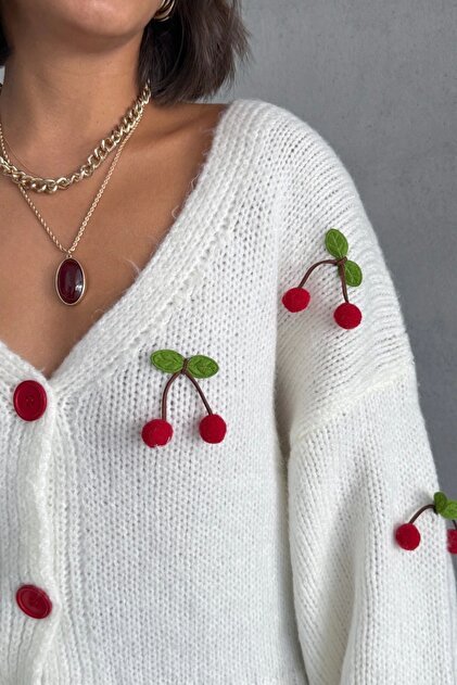 Lusin Cardigan de tricotaj pentru femei White Cherry Accesorii