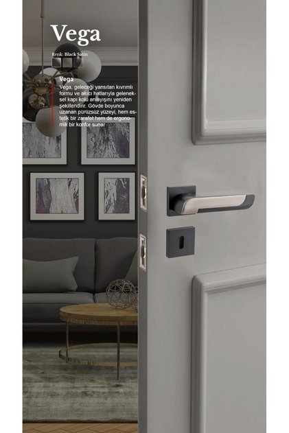 Vega (with Toilet Latch) - Room Door Handle Square Rosette Right Left Suitable Interior Home Door Handle Handles-A201