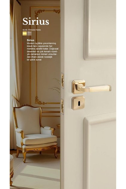 Sirius (with Wc Latch) - Room Door Handle Square Rosette Right Left Suitable Interior Home Door Handle Handles-Z101Gold