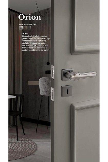 Orion (with Wc Latch) - Room Door Handle Square Rosette Right Left Suitable Interior Home Door Handle Handles - Z103