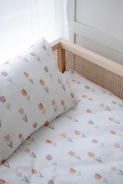 Laleli Bedding Set with Sheets Montessori (100X200 - 50X70 -80X180+20) - Spring Tulip