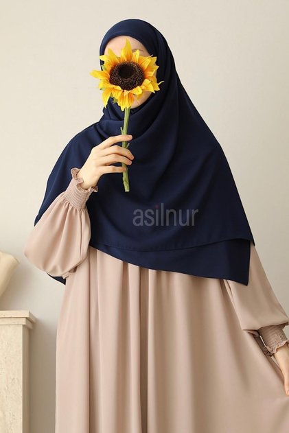 Elif Large Size Scarf 120X120 Navy Blue