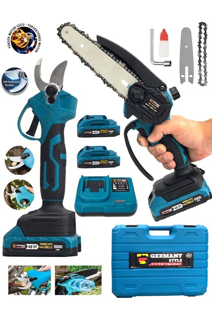 Germany Style GRM 99880 Çift Akülü 2 Li Set Şarjlı Ağaç Dal Kesme