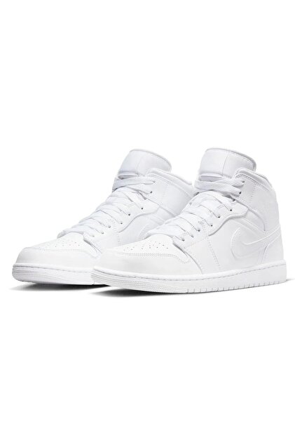 Nike Air Jordan 1 Mid ホワイト Nike Air Jordan 1 MİD Erkek Sneaker Hakiki Deri Bilekli Spor