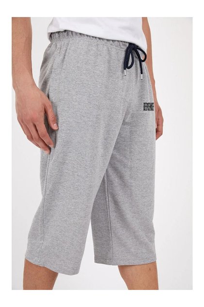Men's Gray Knee Length Long Pocket Combed Cotton Shorts & Bermuda Capri Summer Cotton Slim Fit Printed