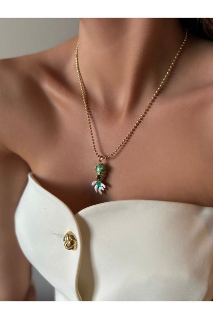 Steel Green Fish Figured Necklace