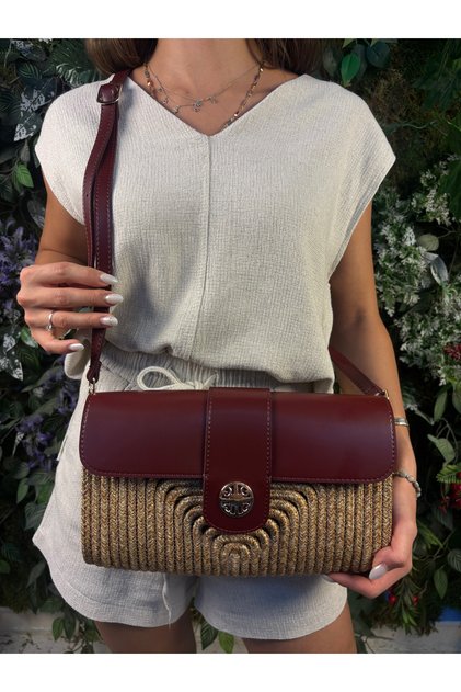 Capri Straw Look Leather Blend Stylish Shoulder Crossbody Bag