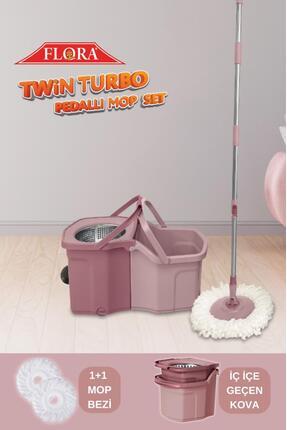 Flora Twin Turbo Pedallı Çelik Mop Set, Temiz ve Kirli Suyu Ayıran