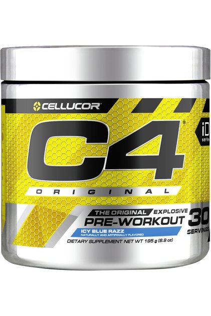 C4 Original Pre-Workout Powder, Icy Blue Razz – 30 Servings – Zero Sugar, 150mg Caffein